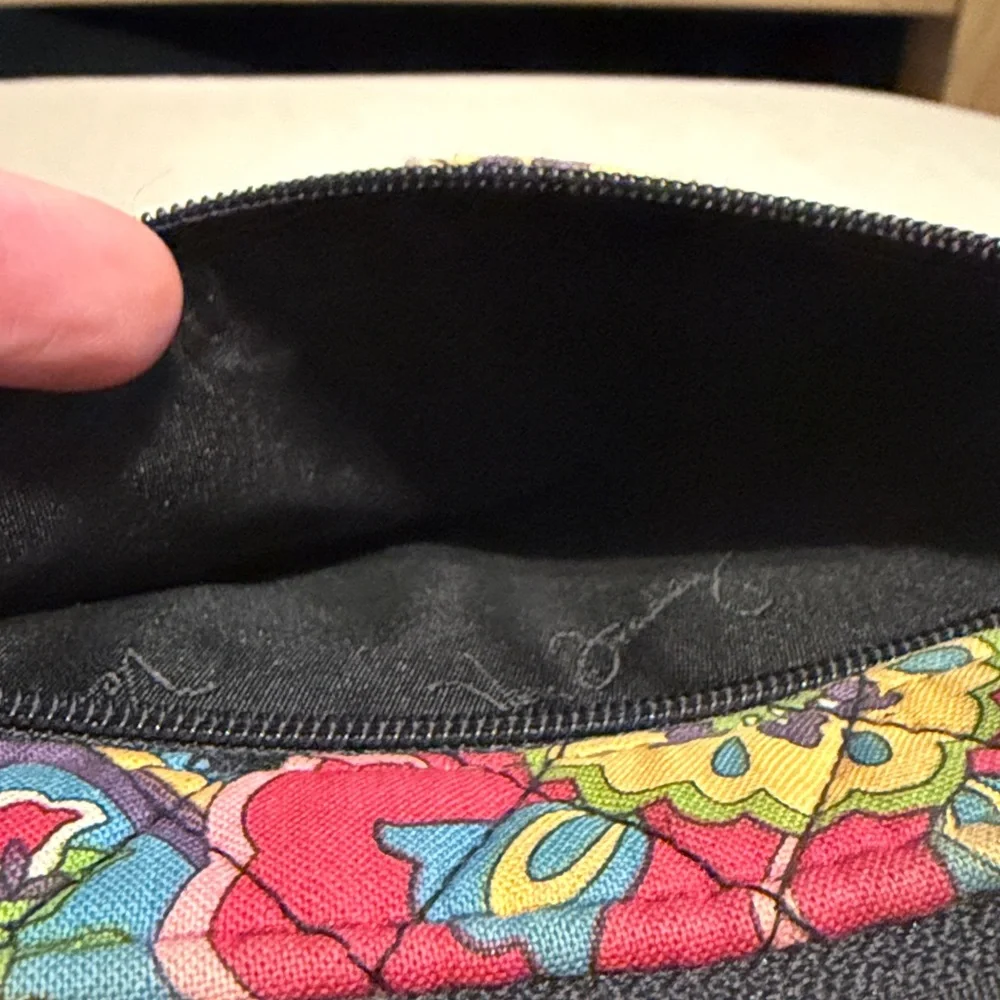Vera Bradley Black Multicolor Quilted Floral Paisley Wristlet